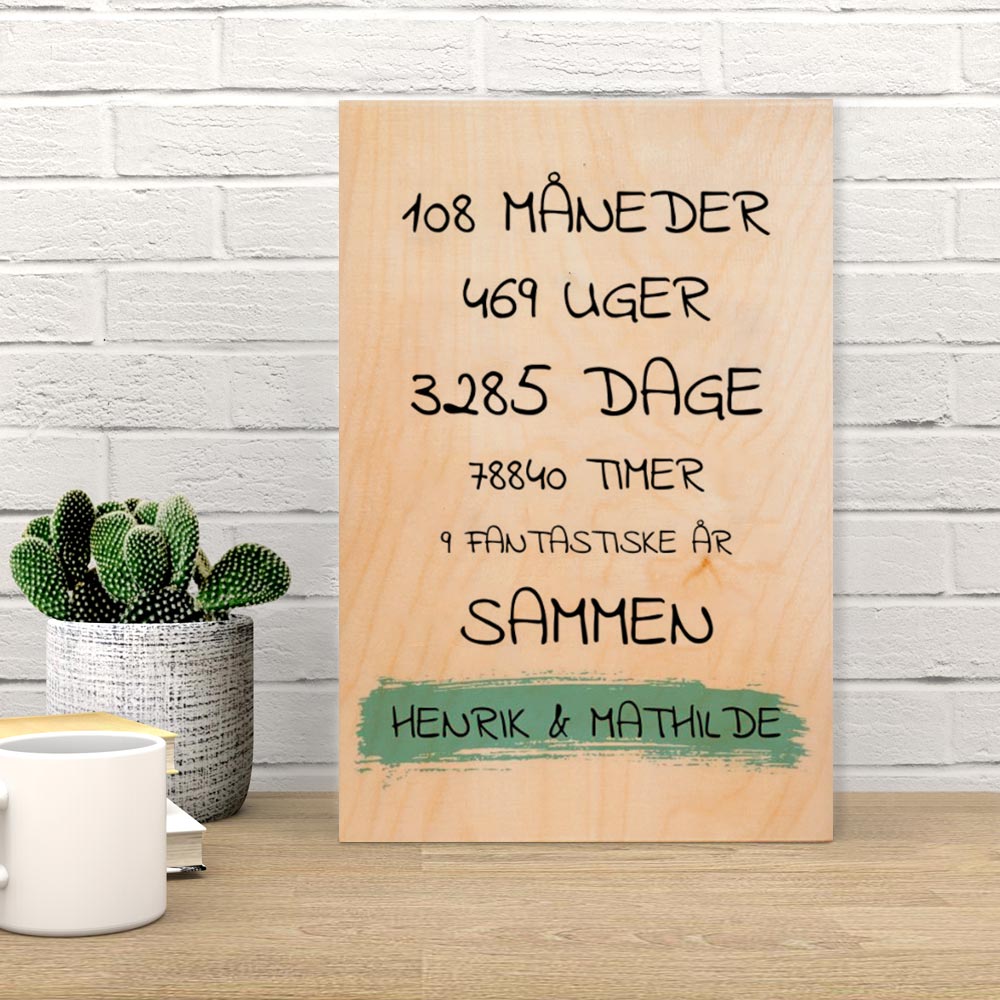 Personaliseret træbillede til årsdag