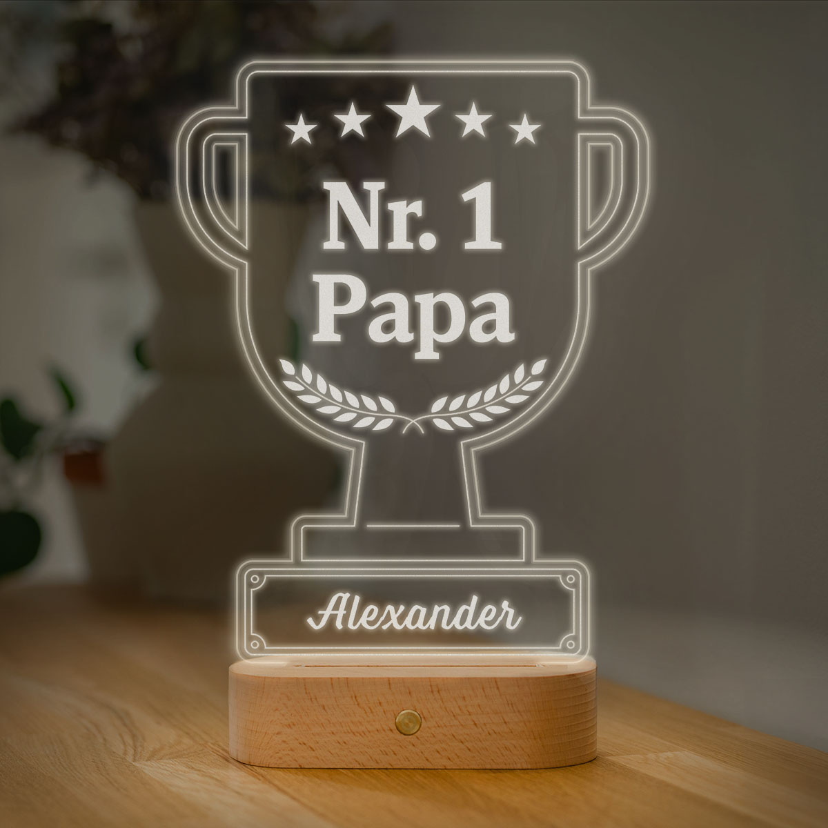 Personligt LED-lampekrus med tekst