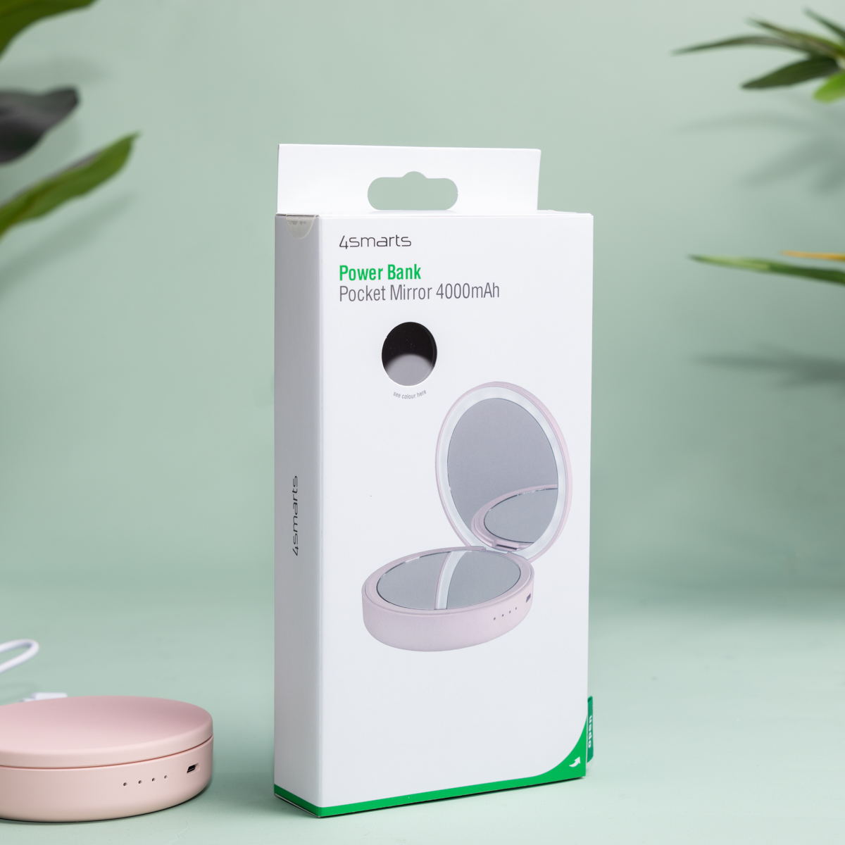 Lommespejl powerbank i pink