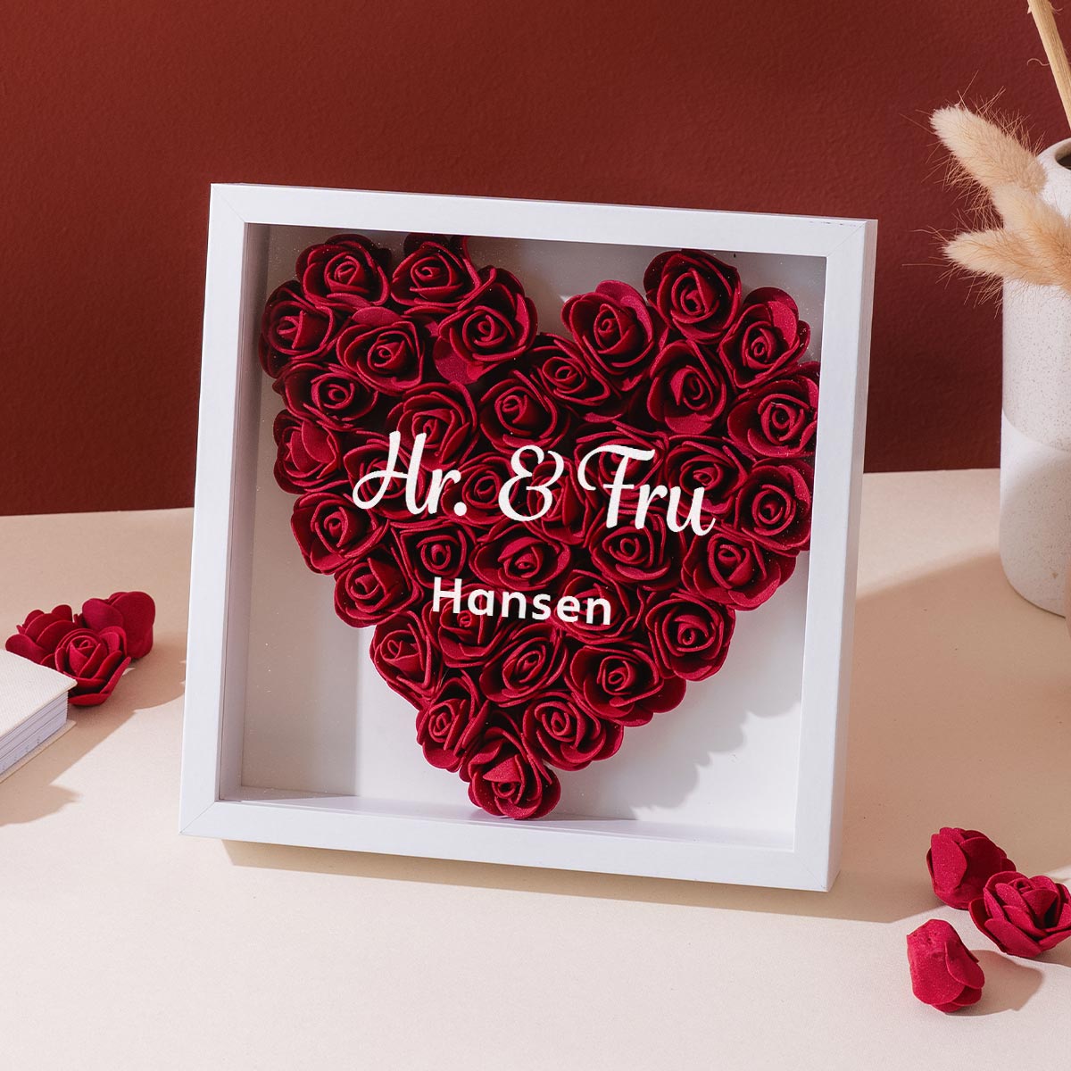Personlig rosenkasse med tekst