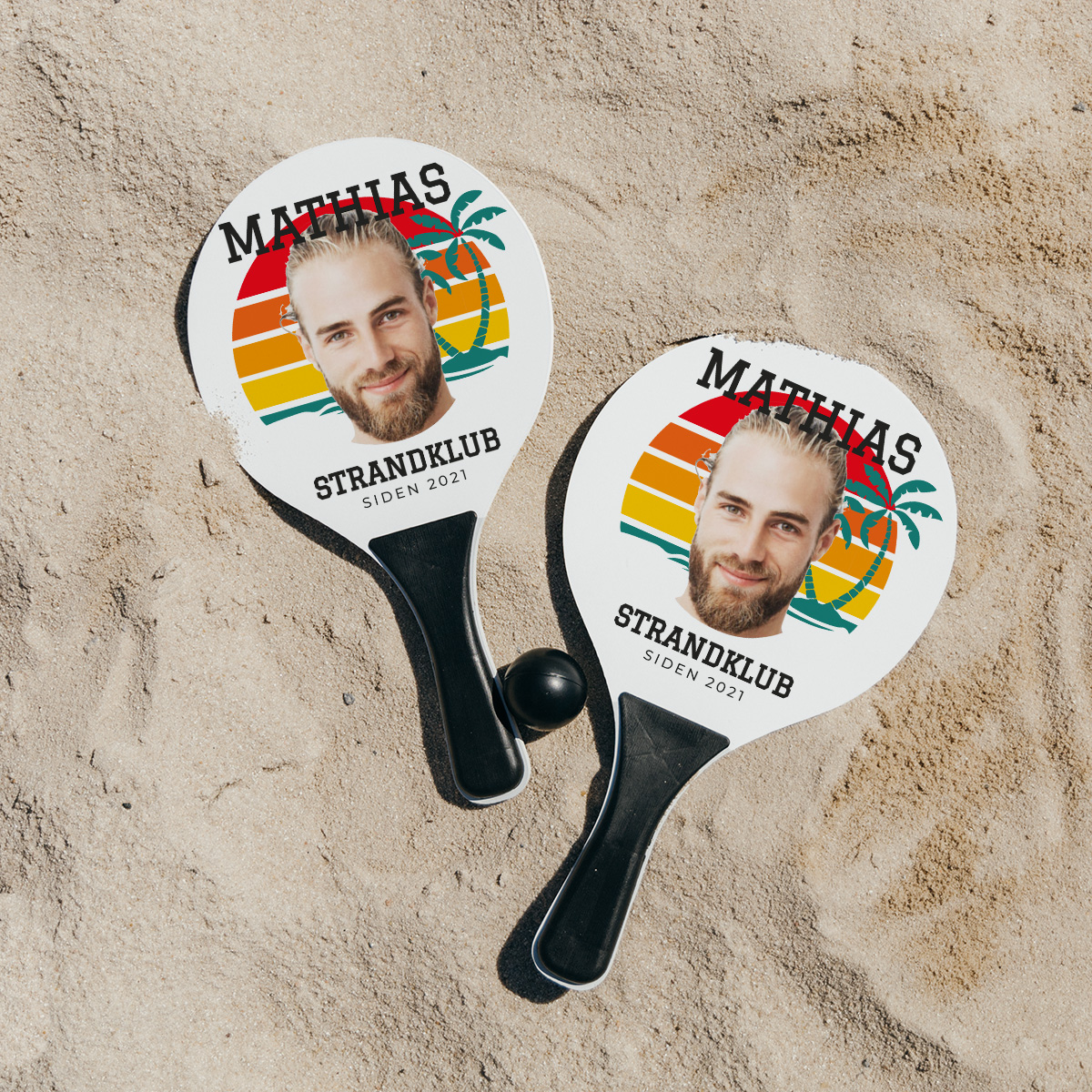 Personaliseret strandtennis sæt med tekst