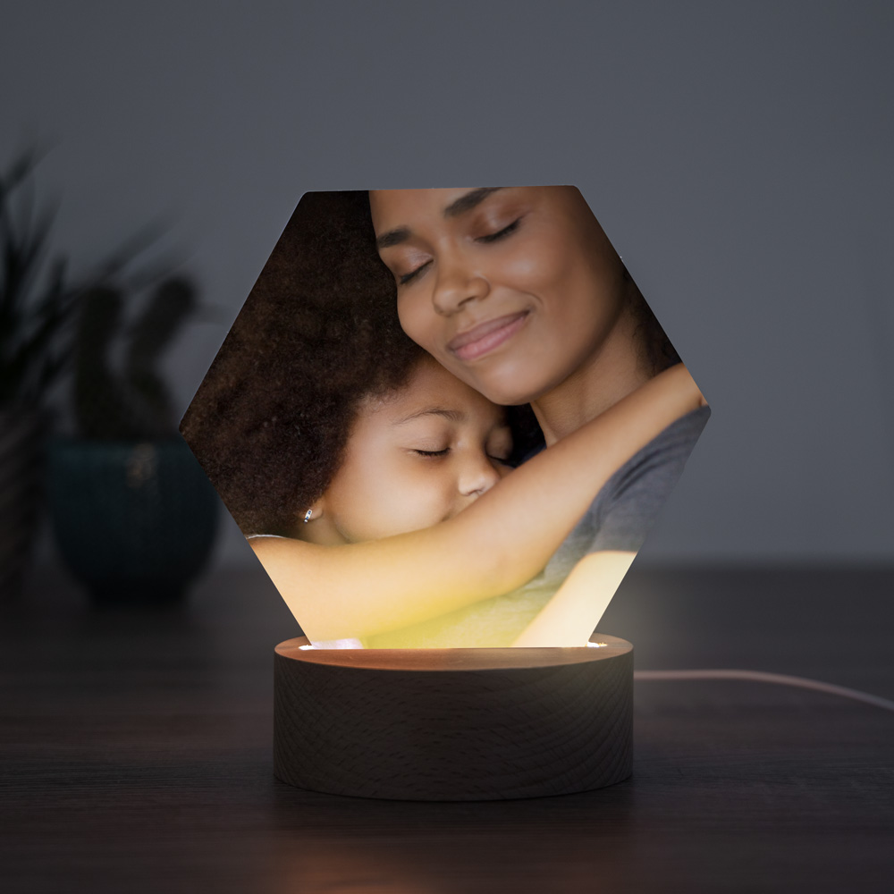 LED-lampe med foto Gave til mor LED-lampe med foto