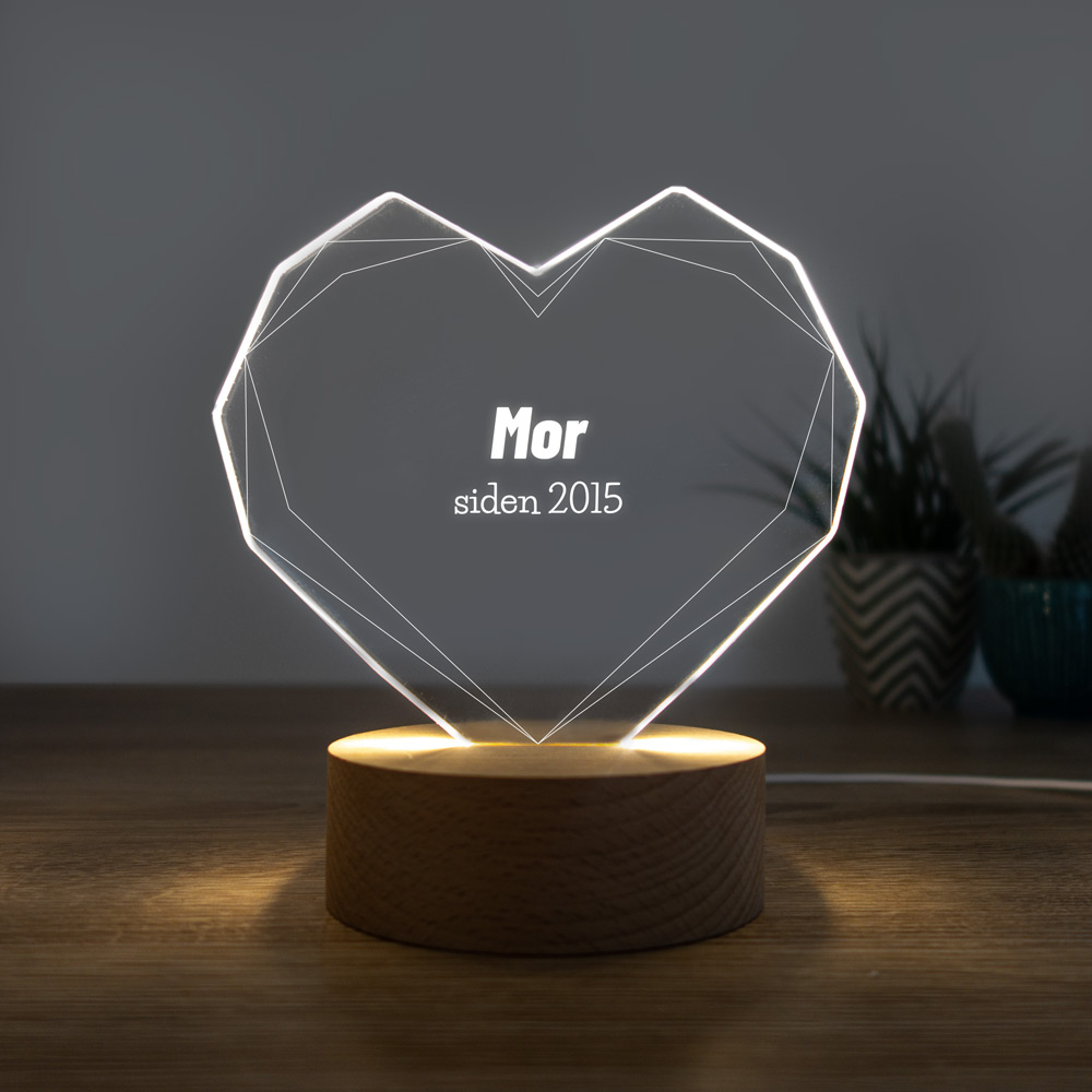 LED-lampe som hjerte Gave til mor LED-lampe som hjerte