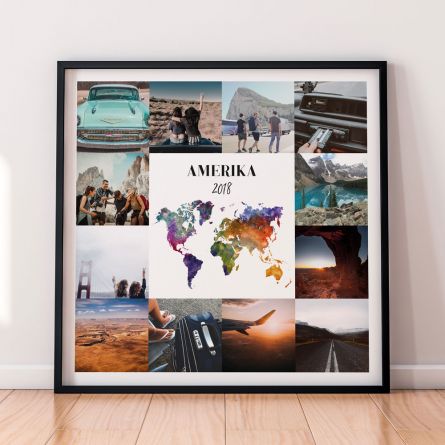 Personaliseret rejseplakat med 12 billeder